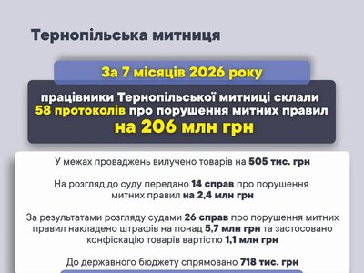 Порушення на 206 млн грн: митниця Тернопільщини оприлюднила статистику