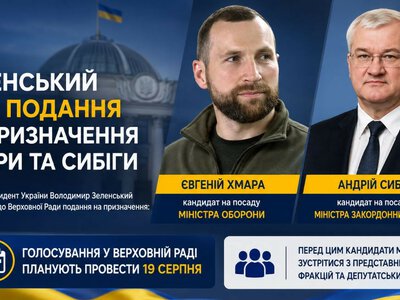 Зеленський подав до Ради кандидатури Євгенія Хмари та Андрія Сибіги на посади очільників Міноборони та МЗС
