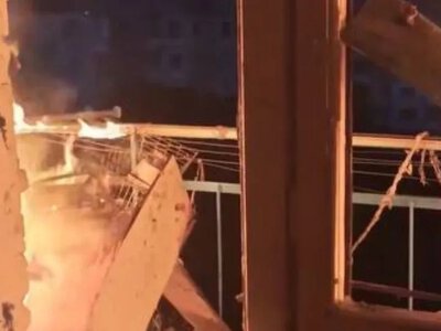 У Херсоні після атаки дрона загорілися балкони з 9 по 11 поверх