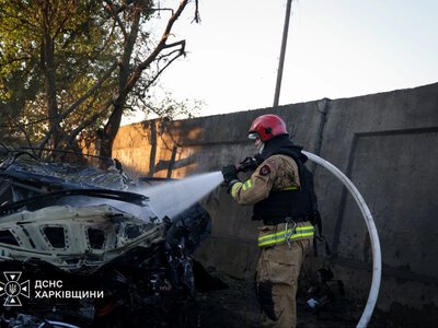 Відео удару реактивного БпЛА у Харкові та його наслідки показали у ДСНС