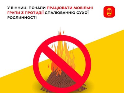 У Вінниці запрацювали мобільні групи, які контролюють спалювання сухої рослинності
