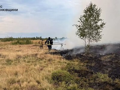 На Калущині горіла суха трава та чагарники: рятувальники ліквідували пожежу