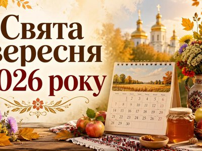 Календар вересня 2026: усі вихідні, свята та важливі дати