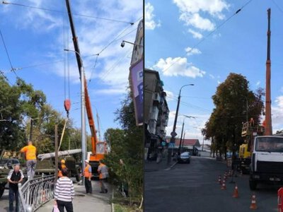 У Рівному демонтували три аварійні опори
