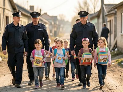 Поліція Херсонщини супроводила першокласників до шкіл у Високопіллі та Іванівці
