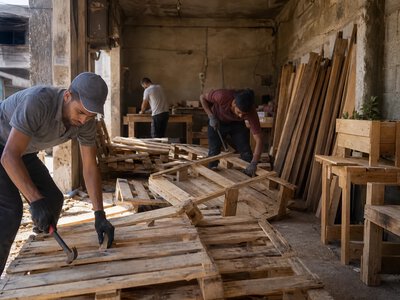 У секторі Газа меблі виготовляють із піддонів гуманітарних вантажів