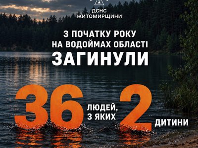Від початку року на водоймах Житомирщини загинули 36 людей, серед них — 2 дітей