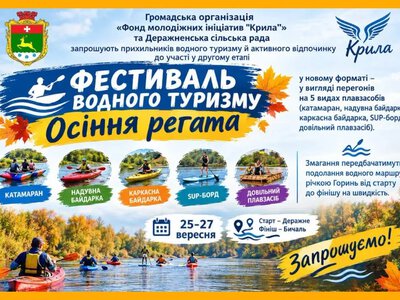 На Рівненщині відбудеться Фестиваль водного туризму «Осіння регата»: програма та як взяти участь