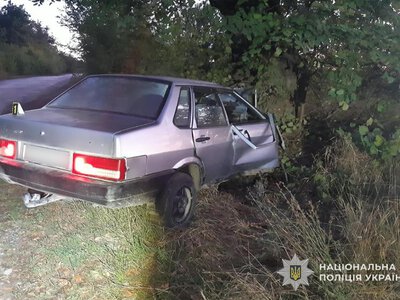 На Борщівщині нетверезий водій ВАЗу з’їхав з дороги та врізався в дерево: травмувалися двоє пасажирів