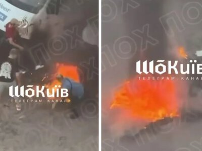 У Києві чоловік голими руками відтягнув палаючий уламок дрона від припаркованих автомобілів (ВІДЕО) 