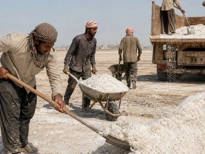 У Сирії робітники видобувають сіль у пустелі біля кордону з Іраком — Anadolu Agency