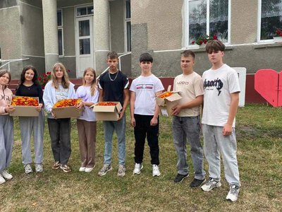 Школярі з Підгаєччини зібрали цвіт чорнобривців на чай для воїнів ЗСУ