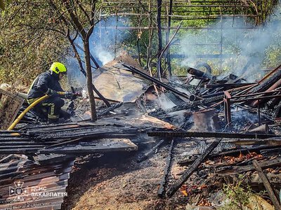 На Ужгородщині через займання сухої трави згоріла господарська споруда