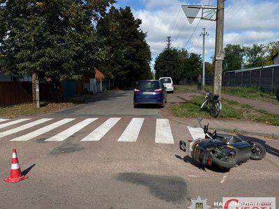 На Житомирщині 62-річний водій електроскутера та 18-річний мотоцикліст потрапили в ДТП