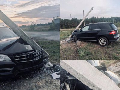 На Рівненщині водій Mercedes-Benz в’їхав у бетонний стовп: на нього склали протокол