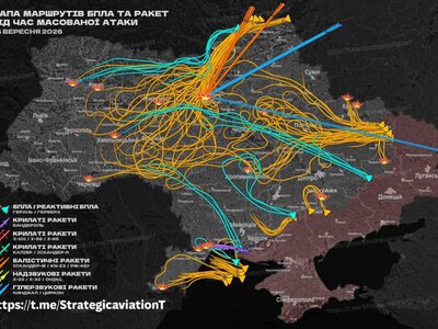 Монітори показали орієнтовний маршрут ракет та дронів під час атаки України в ніч на 24 вересня – Житомирщина досі в небезпеці!