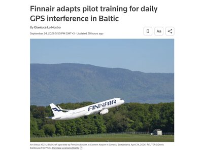 Finnair готує пілотів до роботи в умовах збоїв GPS у Балтійському регіоні — Reuters