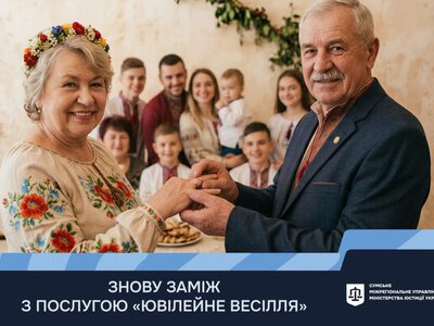 На Сумщині у відділах ДРАЦС доступна послуга “Ювілейне весілля”