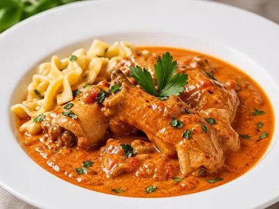 Курячі гомілки з макаронами в ніжному соусі: проста вечеря, яку захочеться повторити