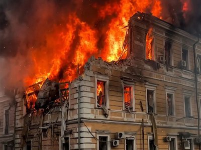 Російський удар проти будівлі української Академії наук.