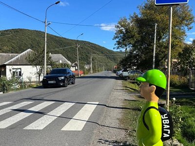 На Перечинщині біля гімназії встановили «школярів-блокаторів»: деталі