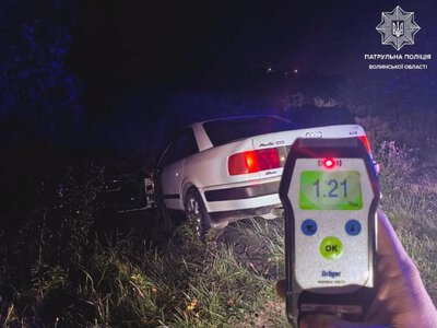 Поблизу Луцька водій Audi з’їхав у кювет: у нього виявили 1,21 проміле алкоголю