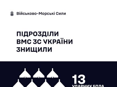 Українські моряки минулої доби знищили 13 російських «шахедів»