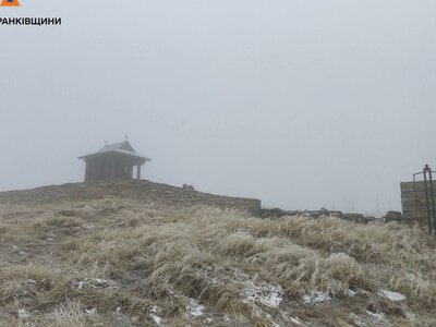 Справжня зима на межі Рахівщини: на горі Піп Іван мороз до -4°C та сніг