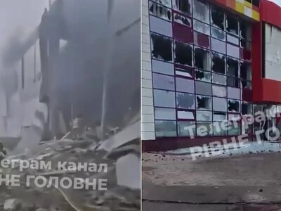 У Рівному російські дрони пошкодили ТРЦ та будівельний супермаркет