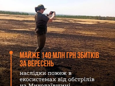 Майже 140 млн грн збитків за вересень – наслідки пожеж в екосистемах від обстрілів на Миколаївщині