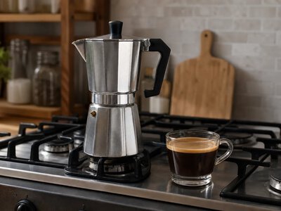9Barista Pro готує еспресо на плиті під тиском дев’ять барів