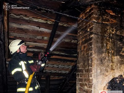 У Житомирі з палаючого будинку врятували маломобільну літню жінку