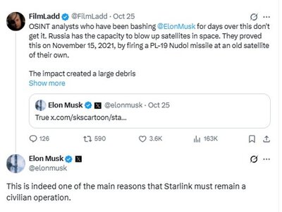 Маск розкрив причини обмеження роботи Starlink для ЗСУ
