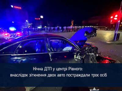 Нічна ДТП у центрі Рівного: внаслідок зіткнення двох авто постраждали троє осіб